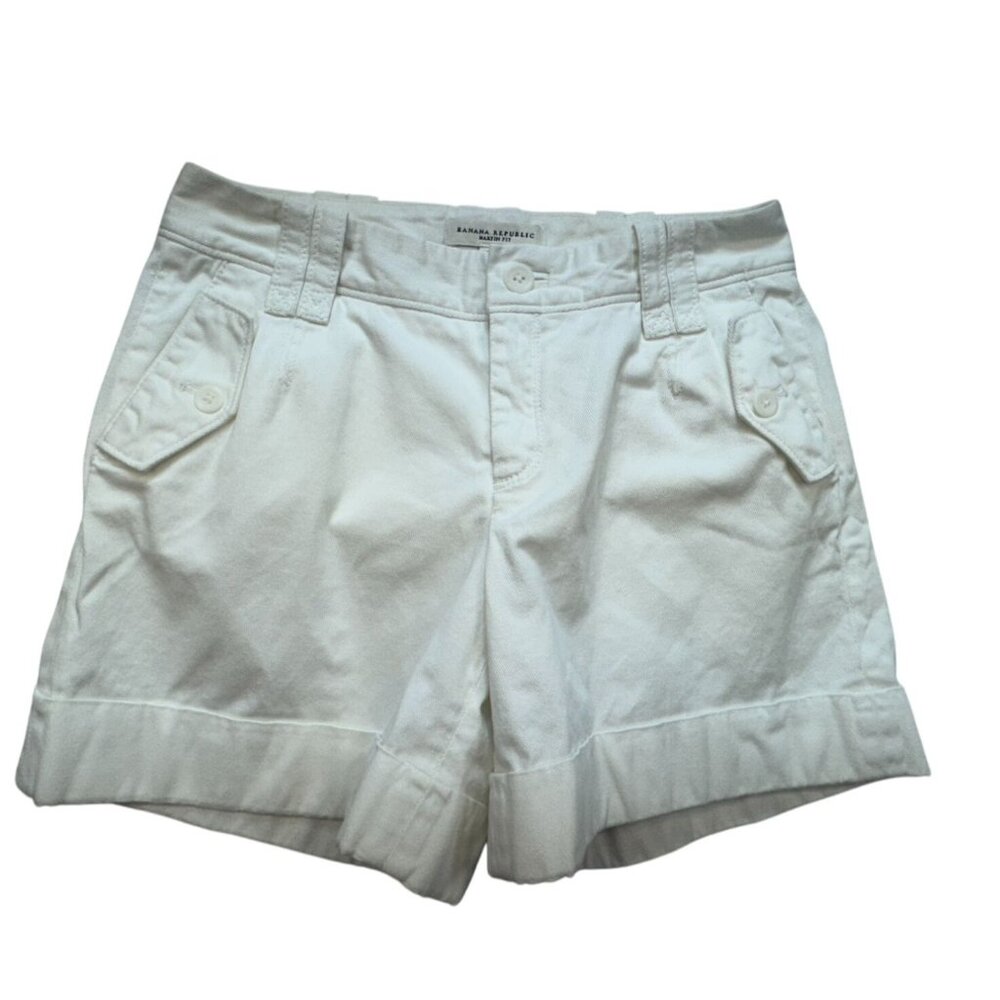 Banana Republic Womens Martin Fit Chino Shorts Size 2 White Summer Casual Pocket